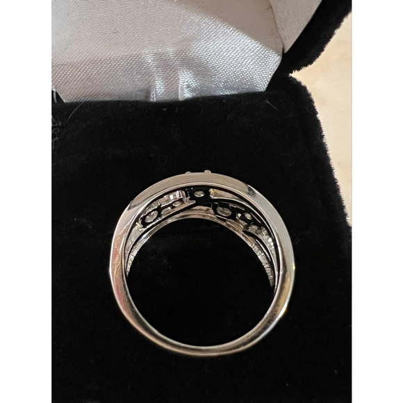 Vine Design 925 Silver With Gold Simulated Diamond Fashion Ring - Picture 3 of 8